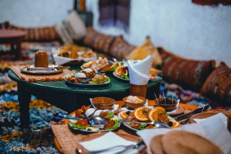 a table with food on it